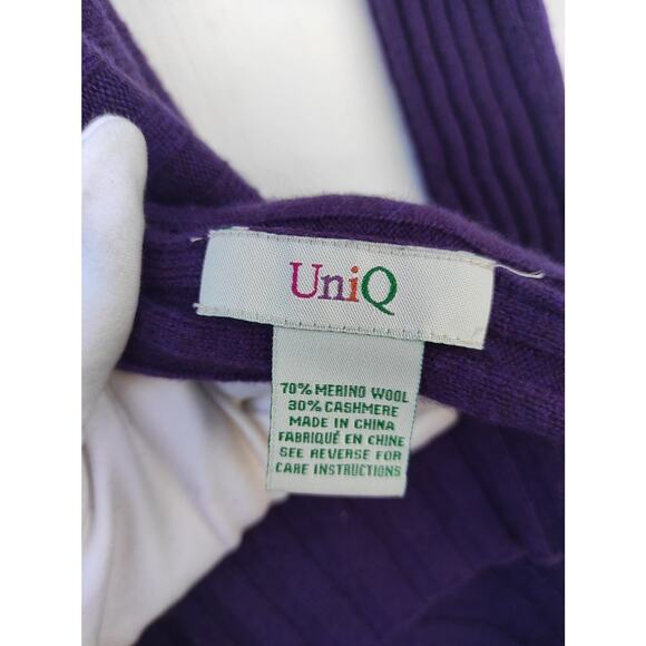 Designer Merino Wool Cashmere Sculpted Front-Drape Wrap Top - Picture 9 of 16